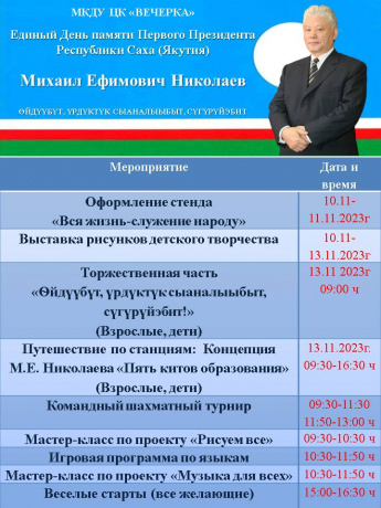 Единый День памяти Первого Президента Республики Саха (Якутия)  Михаил Ефимович Николаев «Ѳйдүүбүт, үрдүктүк сыаналыыбыт, сүгүрүйэбит!»